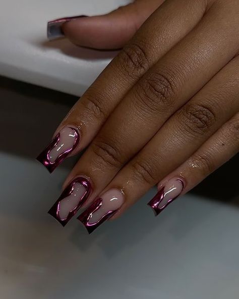 LONG ISLAND NAIL TECH on Instagram: "this chrome trend is my absolute favorite💜" Chrome Outline Nails, Good Chrome Nails, Pink And Chrome Nails, Chrome Acrylics, Acrylic Nails Chrome, Island Nails, Chrome Pink, Birthday 2023, Nails Chrome