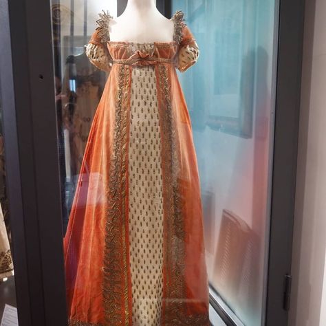 Regency Formal Dress, Orange Regency Dress, Regency Ballgown, Court Gown, 1800s Dresses, Regency Ball, Regency Gown, Regency Era Fashion, 18th Century Dress