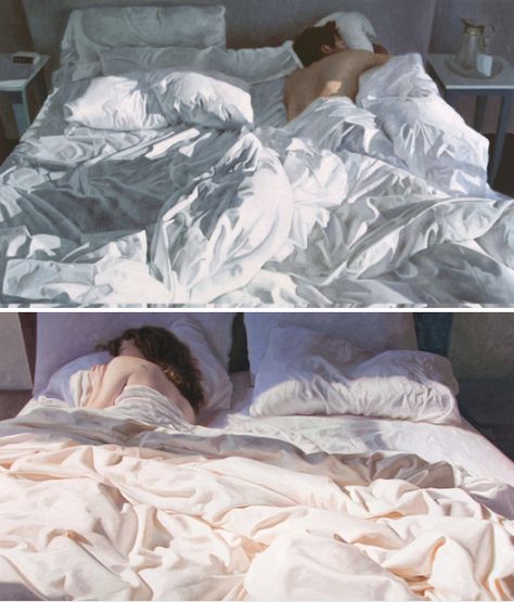 paintings by Alyssa Monks Bed Scene, White Sheets, Sleeping In Bed, Realistic Paintings, Morning Light, الرسومات اللطيفة, Book Aesthetic, Pretty Art, Pose Reference