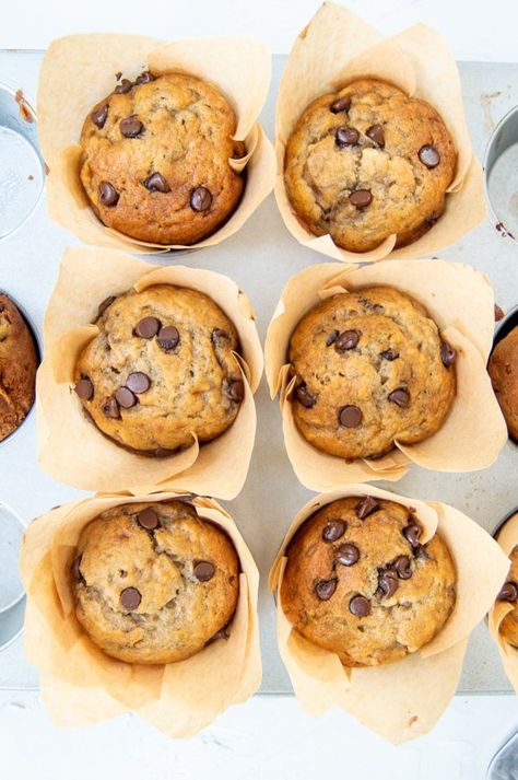 Gathering Recipes, Chocolate Chip Banana Bread Muffins, Banana Choc Chip Muffins, Banana Bread Muffin Recipe, Chocolate Chip Banana Muffins, Banana Zucchini, Choc Chip Muffins, Chocolate Chip Muffin Recipe, Chocolate Banana Muffins