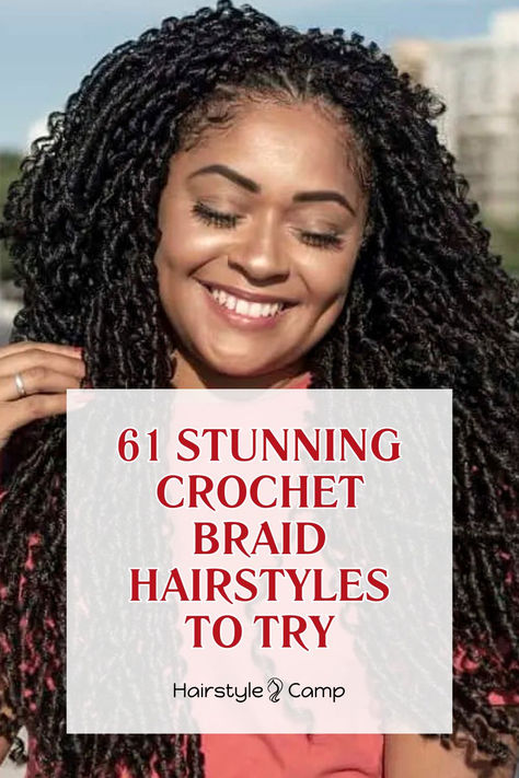 Crochet Braids Crochet Styles For Older Black Women, Crochet Braid Styles With Human Hair, Half Curly Half Braided, Middle Part Crochet Hairstyles, Quick And Easy Crochet Hairstyles, Styling Crochet Hair, Different Crochet Hairstyles, Latch Hook Hairstyles Crochet, Freetress Water Wave Crochet Hairstyles