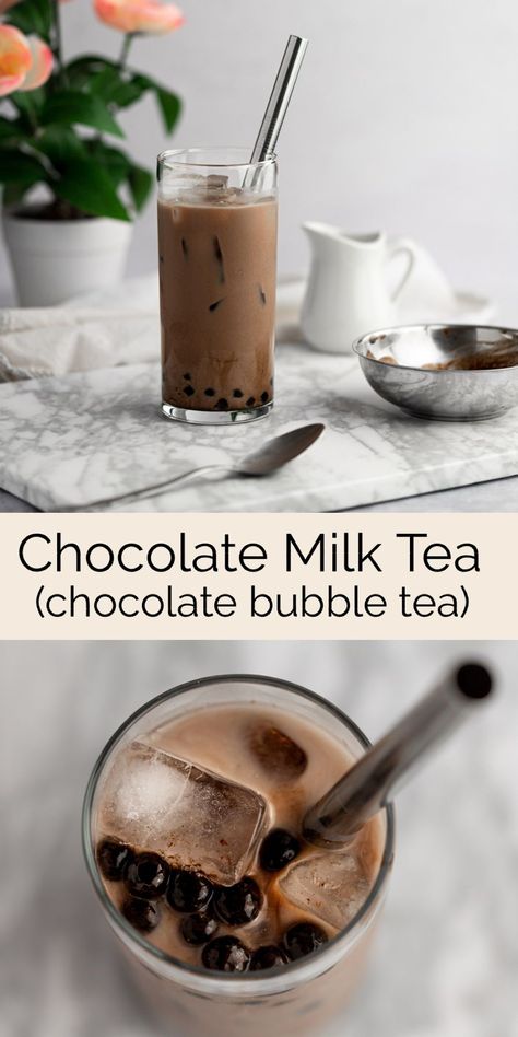 Chocolate Boba Tea Recipe, Chocolate Milk Tea Recipe, Chocolate Milk Tea Boba, Chocolate Boba Recipe, Making Bubble Tea, Healthy Bubble Tea, Milk Tea Recipe No Boba, Chocolate Bubble Tea Recipe, Best Boba Tea Flavors