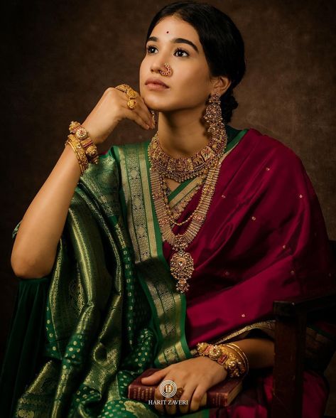 Maharashtrian Saree, Vintage Photography Women, Marathi Bride, Bridal Sarees South Indian, Indian Sari Dress, Saree Poses, Desi Fashion Casual, Saree Designs Party Wear, Indian Photoshoot