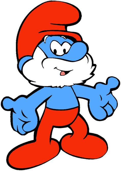 Papa Smurf (original French name Grand Schtroumpf) is one of the main characters of the Smurfs comic book series and the Smurfs cartoon show, who has appeared on the show throughout its entire run. His first appearance as a character in any visual media is in the original comic book story of "The Smurfs And The Magic Flute". His role is that of the practical village leader and the father figure of 100 or so young Smurfs, using his wisdom and his knowledge of magic and science to protect them... Papa Smurf, The Smurfs, Cartoon Character, Red, Blue