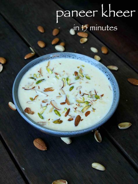 paneer kheer recipe | paneer payasam | paneer dessert recipes Caramel Pudding Recipe, Creamy Dessert Recipes, How To Make Paneer, Paneer Dishes, Kheer Recipe, Paneer Recipes, Creamy Desserts, Indian Desserts, Indian Sweets