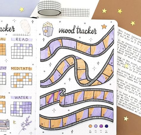 Bullet Journal Movie Mood Tracker Inspiration and over 20 more ideas Journal Mood Tracker Ideas, Mood Tracker Ideas, Bullet Journal Mood Tracker, Journal Mood Tracker, Tracker Ideas, Organization Bullet Journal, Bullet Journal Ideas Templates, Creating A Bullet Journal, Bullet Journal Mood Tracker Ideas