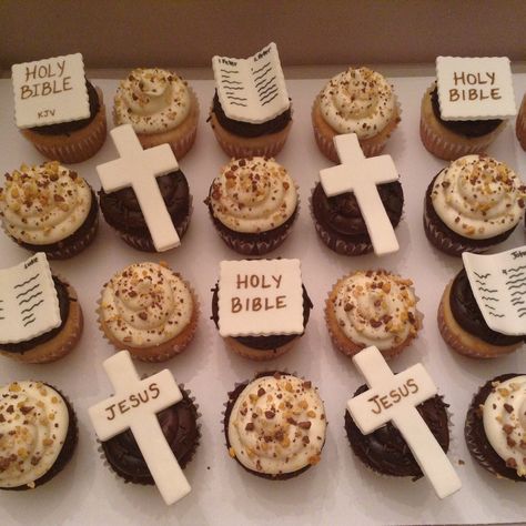 Hooray for Cupcakes! By Ruthys Bake Shop #cupcakes #bible #jesus #s'mores #sprinkles #cross Bible Cupcakes, Cross Cupcakes, Heaven Birthday, School Cupcakes, Frosted Cupcakes, Cupcake Inspiration, Bible John, Company Ideas, Sprinkle Cupcakes