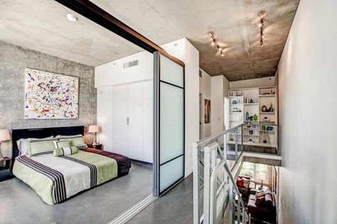 15 Polished Industrial Bedroom Designs That Break Away From The Casual Hall Divider, Ikea Sliding Door, Partitions Ideas, Summer Organization, Dividing Rooms, Partition Divider, Industrial Bedroom Furniture, Wall Separator, Bedroom Divider