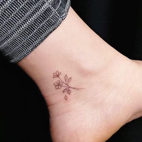 Flower tattoo #sunflowertattoos #tattooforwomen Mini Tattoos Ankle, Ankle Tattoo Floral, Delicate Ankle Tattoos For Women, Floral Ankle Tattoo, Inner Ankle Tattoos, Bestie Tats, Tattoo Marker, Rose Tattoo On Ankle, Ankle Tattoo For Girl