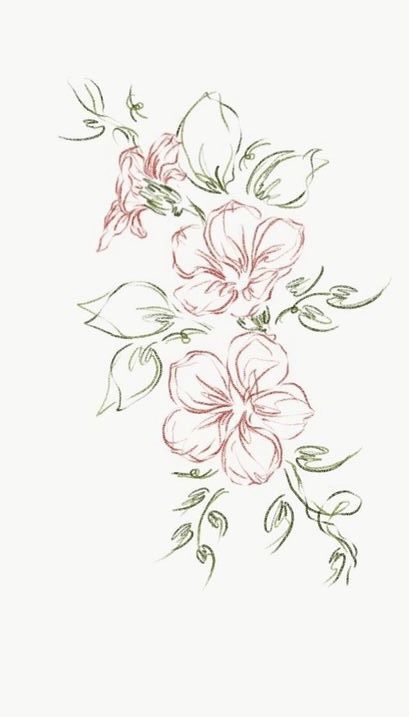 Various Flowers Drawing, Cute Tattoo Drawings Simple, Pretty Doodles Flowers, Cute Flowers Draw, Singular Flower Drawing, Flower Tattoos Sketch, Pretty Simple Drawings, Vines With Flowers Drawing, How To Draw Different Flowers