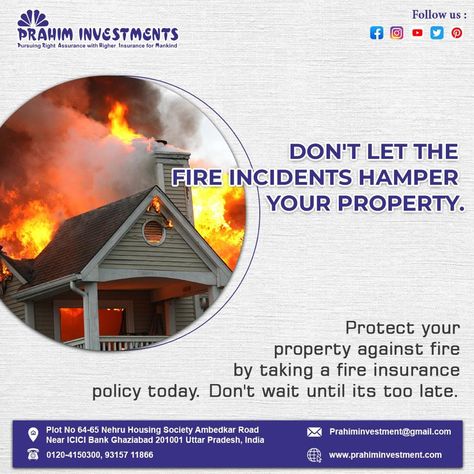 Don't Let the Fire Incidents hamper your Property. Protect your property against fire by taking fire insurance policy today. Don't wait until its too late. #PropertyProtection #HomeSecurity #hamper #fire #investment #prtection #policy #protect Property Insurance, Fire Insurance, Icici Bank, Life Insurance Quotes, Wealth Creation, Insurance Quotes, Insurance Policy, Management Company, Life Insurance