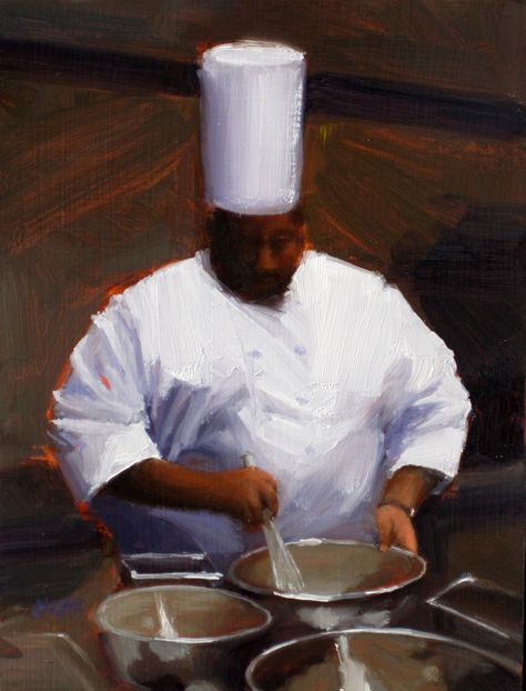 whisking 9x12 - Dan Graziano www.dangrazianofineart.com Jane Slivka, Dimension Art, Restaurant Art, Figurative Kunst, Culinary Art, Minimalist Drawing, Painting People, A Level Art, Cooking Oil