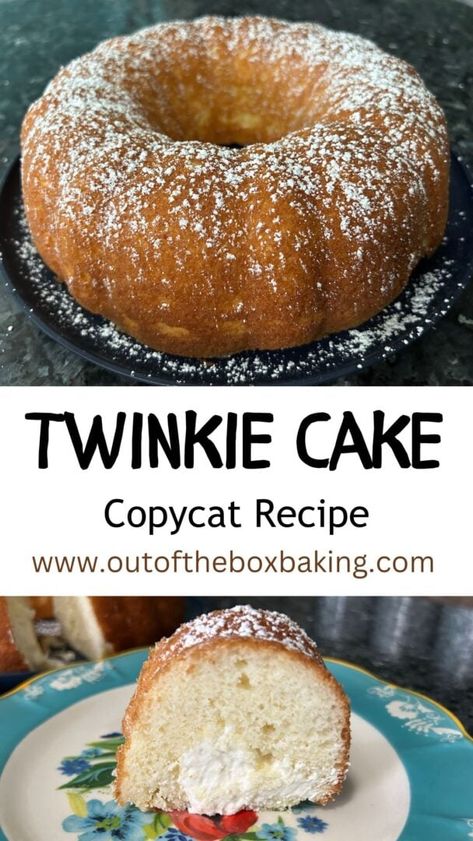 If you love the light, airy texture of those little cakes called Twinkles but you've got a crowd to feed, this is the cake for you! This Twinkie-inspired cake is simple and delicious. Best of all, it starts with a box of cake mix! Easy Cake Recipes 4 Ingredients From Scratch, Twinkie Cake Recipe, Easy White Cake Recipe, Fruity Popsicles, Twinkie Cake, White Cake Recipe, Cake Recipes From Scratch, Family Restaurant, Mix Recipes