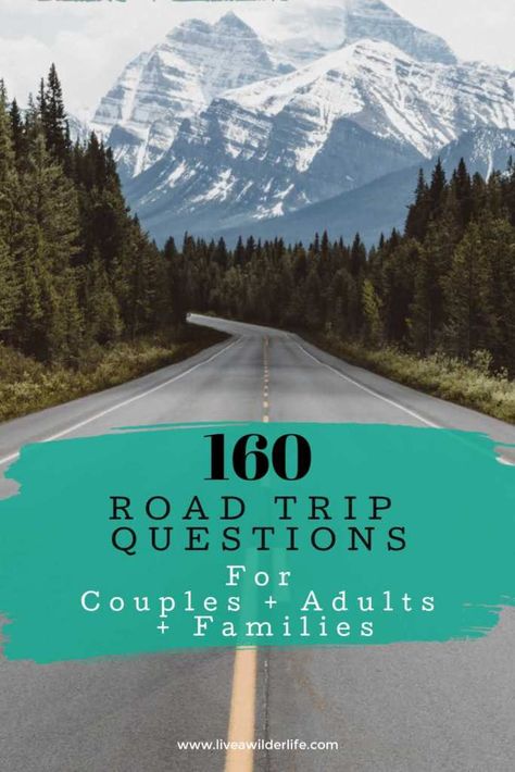 Roadtrip Questions For Couples, Questions To Ask On A Road Trip, Car Questions Road Trips, Car Ride Activities For Adults, Car Ride Questions, Fun Road Trip Questions, Road Trip Questions For Couples, Questions For Family, Roadtrip Games