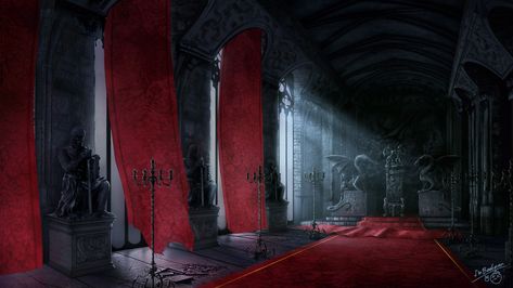 Vampire Castle Interior, Gothic Castle Interior, Castle Concept Art, Interior Concept Art, Vampire Castle, Dracula Castle, Castle Background, Dark Castle, Gothic Castle