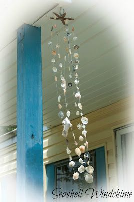 Seashell Chimes, Seashell Windchime, Seashell Wind Chime, Mobile Ideas, Seashell Wind Chimes, Sea Shells Diy, Earth Projects, Shell Wind Chimes, Collection Ideas