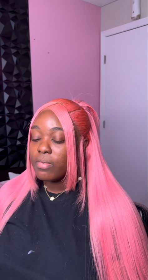 Pink Wig Install, Birthday Baddie, Pink Lace Front Wig, Bday Hair, Wig Install, Hairstyle Inspo, Pink Wig, Bob Styles, Women Hairstyles