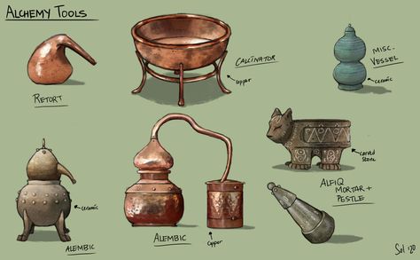 Alchemy set Alchemy Set, Alchemy Art, Props Concept, Props Art, Ancient Technology, Fantasy Props, Dungeons And Dragons Homebrew, Mystical Art, High Fantasy