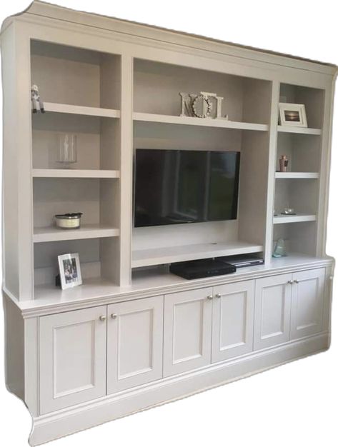 Built In Wall Units, Built In Entertainment Center, Built In Shelves Living Room, Living Room Wall Units, Living Room Built Ins, Living Room Entertainment Center, Living Room Entertainment, Mirror Bathroom, Bathroom Mirrors