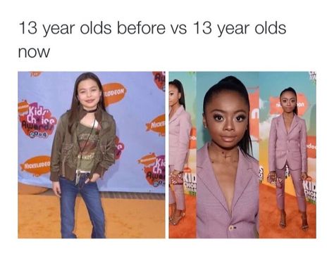 13 year olds then vs 13 year olds now Talk about pushing girls appearance expectation...this does way more damage. This Generation Is Messed Up, Then Vs Now, 웃긴 사진, I'm Happy, Funny Posts, Funny Cute, Nickelodeon, Dankest Memes, Really Funny