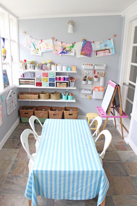 THE NEW PLAYROOM EBOOK REVIEW: HOW TO CREATE A DREAM ART SPACE FROM THE ART PANTRY Home Art Studios, Kids Art Space, Crafts Organization, Crafting Table, Kids Art Studio, Art Area, Art Studio At Home, Playroom Organization, School Room