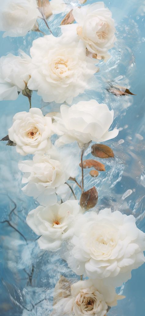 White Roses on Pastel Blue Water Background - Baby Blue Aesthetic Wallpaper Blue And White Roses Aesthetic, Light Blue Rose Aesthetic, Baby Blue Artwork, Light Blue Roses Wallpaper, Pastel Blue Aesthetic Wallpaper Flower, Blue Roses Aesthetic Wallpaper, Blue Rose Aesthetic Wallpaper, Baby Blue Flowers Wallpaper, Blue Water Aesthetic Wallpaper