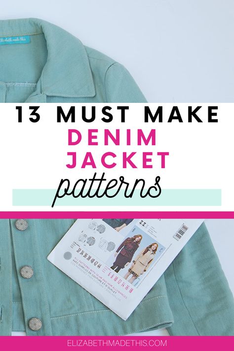 Making your own DIY denim jacket is one of the best ways to practice sewing denim, but where to start?  Here's 13 denim jacket patterns for everyone.  There's jeans jacket patterns for women, men, kids of all shapes and sizes from classic to creative to refashioned options. #sewing #denimjacket Jacket Patterns For Women, Diy Womens Clothes, Sewing Denim, Old Clothes Diy, Jean Jacket Diy, Kids Denim Jacket, Diy Denim Jacket, Sewing Jeans, Long Denim Jacket