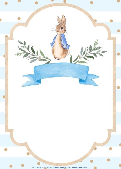 Peter The Rabbit, Free Printable Baby Shower Invitations, Peter Rabbit Birthday, Peter Rabbit Party, Baby Shower Invitaciones, Rabbit Baby, Baby Art, The Rabbit, Peter Rabbit