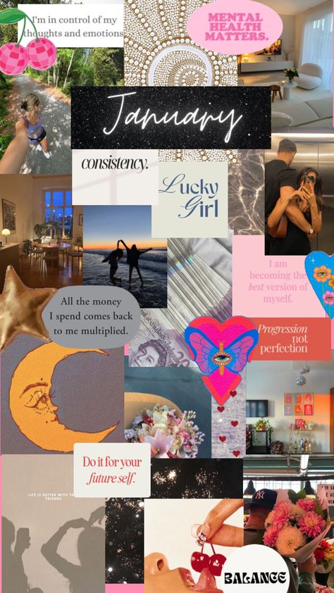 January Vision Board January Vision Board, Lucky Girl, Life Is Good, Vision Board