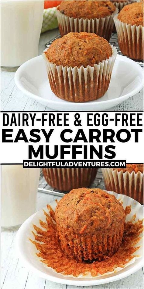 Soft, fluffy, and moist easy vegan carrot muffins, lightly sweetened and infused with warm spices. These homemade treats are perfect for breakfast or as a snack. Customize them with your favorite add-ins like raisins, nuts, or seeds, or enjoy them plain. They're easy to make, dairy-free, egg-free, and can be made gluten-free if required. Vegan Carrot Cake Muffins, Vegan Carrot Muffins, Carrot Muffins Easy, Vegan Gluten Free Muffins, Egg Free Muffins, Vegan Breakfast Easy, Vegan Snack Recipes, Vegan Dinner Recipes Easy, Vegan Baking Recipes