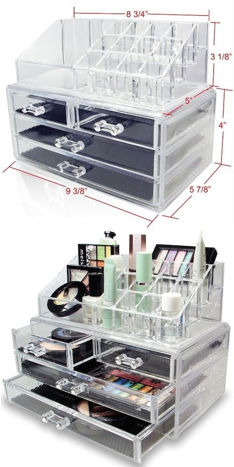 55 Genius Storage Inventions That Will Simplify Your Life -- A ton of awesome organization ideas for the home (car too!). A lot of these are really clever storage solutions for small spaces. Rangement Makeup, Penyimpanan Makeup, Diy Makeup Storage, Make Up Organiser, Clever Storage Solutions, Makeup Room, Clever Storage, Easy Organization, Cosmetic Organizer