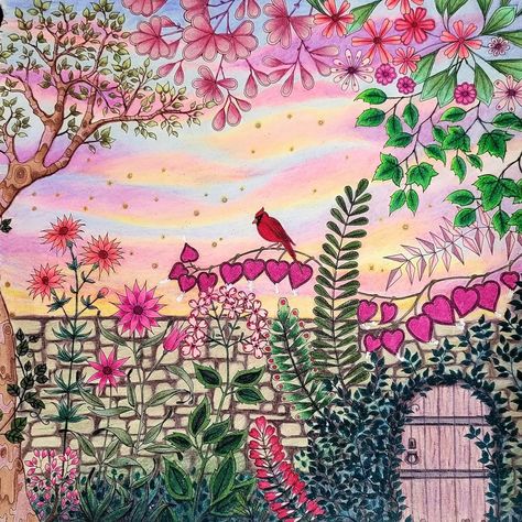 Mandy C on Instagram: “#secretgarden #secretgardencoloringbook #johannabasfordsecretgarden #Johannabasford #johannabasfordcoloringbook #secretgardencolouringbook…” Joanna Basford Secret Garden, Johanna Basford Secret Garden Coloring Book, Secret Garden Coloring Book Finished, Johanna Basford Books, Lost Ocean Coloring Book, Secret Garden Book, Coloring Stuff, Basford Secret Garden, Johanna Basford Secret Garden