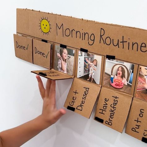 Simplify your mornings with a DIY morning routine chart! Create a visual guide that helps kids stay on track and build independence. Montessori Routine Chart, Morning Routine Visual Schedule, Diy Bedtime Routine Chart, Diy Learning Board Toddlers, Kids Morning Routine Chart Printables, Diy Schedule Board Kids, Montessori Days Of The Week, Family Routine Chart, Morning Routine Chart For Toddlers