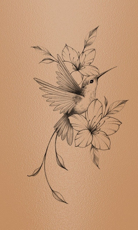 Hummingbird Tattoo Black, Hummingbird Flower Tattoos, Tattoo Designs With Meaning, Designs With Meaning, Bird Tattoos For Women, Illustration Tattoo, Tasteful Tattoos, Inspiration Tattoos, Tatuaje A Color