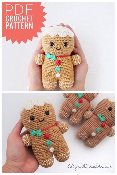 Amigurumi Gingerbread Man, Gingerbread Man Crochet, Gingerbread Man Free, Crochet Plant Hanger, Crochet Ornament Patterns, Crochet Plant, Crochet Amigurumi Free Patterns, Crochet Amigurumi Free, Crochet Christmas Ornaments