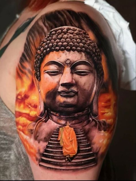 Japanese Phoenix Tattoo, Anubis Tattoo, Buddha Tattoo Design, Colour Tattoo, Buddha Tattoos, Myanmar Art, Black Cat Tattoos, Cartoon Tattoo, Buddha Tattoo