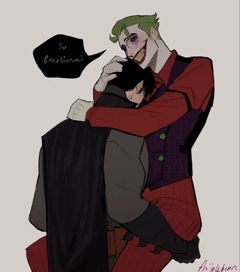 Bat Man X Joker, Batjokes Matching Pfp, Jock Character Design, Batman X Joker X Superman, Batman Joker Fanart, Batjokes Fanart, Joker X Batman, Batman X Joker Fanart, Batman X Joker