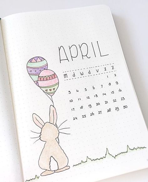 Monthly Cover Ideas, Journal Monthly Cover, April Bullet Journal, Bullet Journal Monthly, Bullet Journal Month, Bullet Journal Spreads, Hello April, Bullet Journal Cover Ideas, Bullet Journal Paper