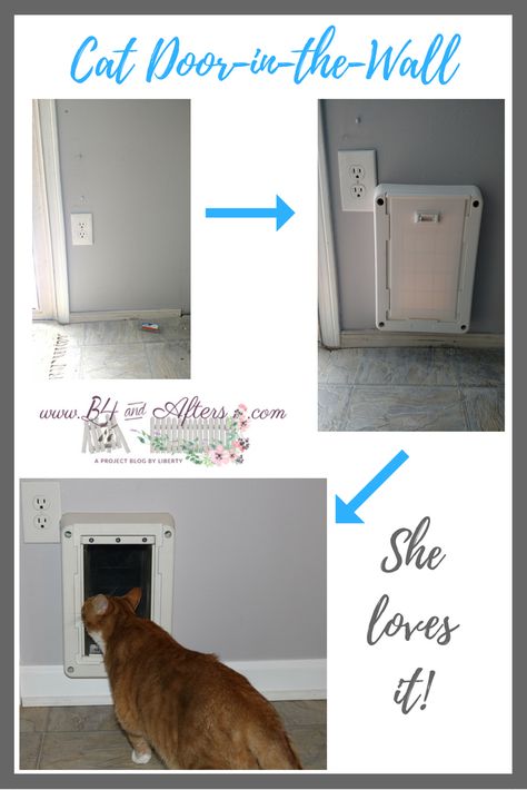 We had an inexpensive cat door installed in the wall for our cat.  She loves it and so do we! Cat Door In Wall, Cat Door Wall, Cat Door Diy, Stove Decor, Kitchen Cupboards Paint, Diy Dresser Makeover, Diy Dresser, Cat Door, Diy And Home Improvement