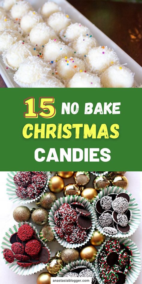 Instead of buying Christmas candies, why not make your own? Here are quick and easy Christmas candy recipes you and your family will love! #christmas #christmascandy #christmasrecipes Treats To Make For Christmas Gifts, Christmas Candy Station Ideas, Diy Candies Recipes, Quick Christmas Candy Recipes, Holiday Candy Ideas, Old Christmas Candy Recipes, Easy Xmas Candy Recipes, Christmas Candy And Cookie Recipes, Easy Christmas Chocolates