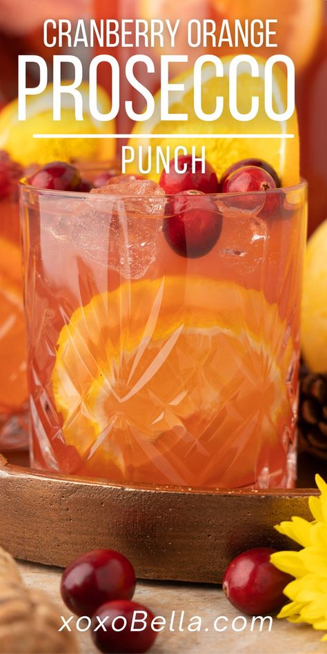 Cranberry Orange Fizz, Sparkling Fall Cocktails, Foods That Are Orange, Sparkling Thanksgiving Cocktail, New Year’s Eve Pitcher Drinks, Thanksgiving Holiday Drinks Alcohol, Prosecco Punch Fall, Drink Station Thanksgiving, Fall Punch With Alcohol