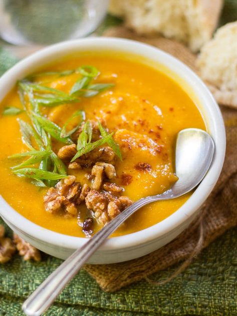 Kobacha Squash Recipes, Kobacha Squash, Kabocha Squash Recipe, Kabocha Squash Soup, Roasted Kabocha Squash, Peasant Food, Squash Soup Recipe, Kabocha Squash, Eggplant Dishes