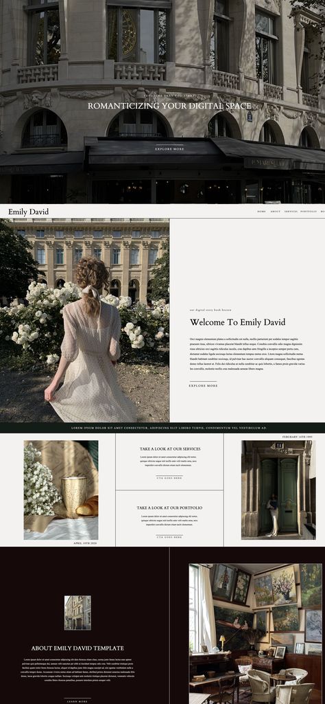 Creative innovations in website design Baroque Web Design, Hospitality Website Design, Moody Web Design, Website Design Vintage, Article Website Design, Canva Website Design Ideas, Classic Website Design, Web Designer Website, Luxury Website Design Inspiration