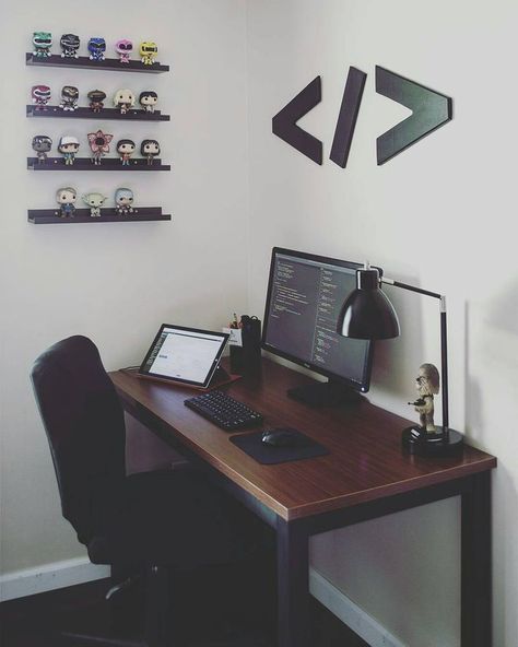 The Best of Home Office Spaces: Instagram June 2017 – BoldlyHer Programmers Desk, Pc Builds, Computer Desk Setup, Desk Goals, Desk Inspiration, My Workspace, Computer Room, Gaming Room Setup, Workspace Inspiration