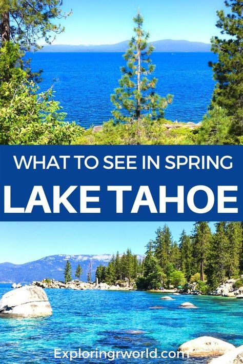 Lake Tahoe in spring is great for hiking. The dam leads into the Truckee River. Bike along the shore. Mountains still hold snow. Lake Tahoe Spring, Lake Tahoe Map, Tahoe Trip, Truckee River, Lake Tahoe Vacation, North Lake Tahoe, Hiking Mountains, Spring Hiking, California Destinations