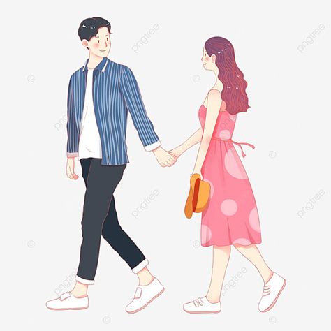 A Man Holding A Woman, Man And Woman Walking Together, Holding Hands Walking Reference, Walking Holding Hands Pose Reference, Couple Walking Together Drawing, Couple Walking Illustration, Couple Walking Drawing Reference, Couple Walking Reference, Walking Together Drawing