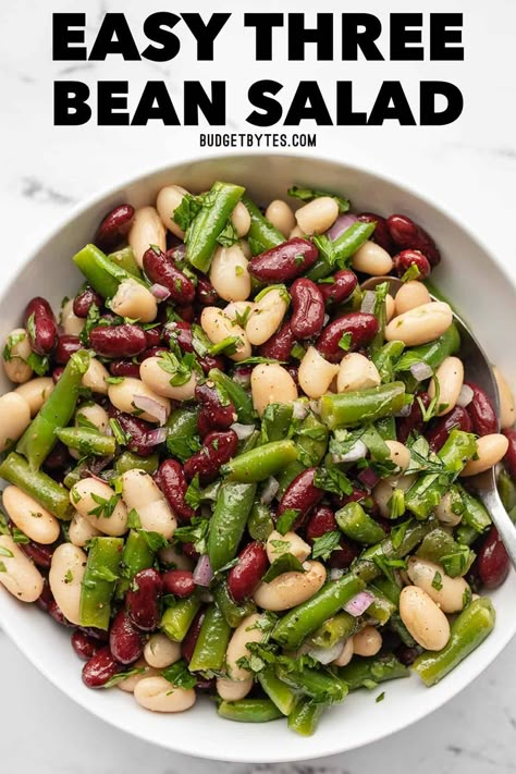 Budget Bytes Recipes, 3 Bean Salad, Easy Summer Side Dishes, Grilled Corn Salad, Three Bean Salad, Budget Bytes, Summer Side Dish, Bean Salad Recipes, Bbq Sides