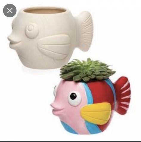 Fish Ceramic, Nature Craft, Flower Pot Art, Kawaii Crafts, Animal Planters, Cerámica Ideas, Creative Arts And Crafts, Ceramic Flower Pots, Ceramic Plant Pots