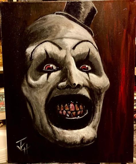 American Horror Story Art, Ghost Face Wallpaper Aesthetic, Dark Art Paintings, Scary Images, Art The Clown, Creepy Drawings, Canvas Art Projects, Horror Artwork, Macabre Art