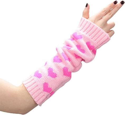 Arm Warmers Y2k Gyaru Kawaii Lolita Long Arm Sleeve Japanese Harajuku Fingerless Mittens Gloves Cute Pastel Goth Accessories (One Size,Pink Heart) at Amazon Women’s Clothing store Arm Warmers Y2k, Cute Accessories Kawaii, Goth Gloves, Gyaru Kawaii, Y2k Gyaru, Pinky Girls, Arm Accessories, Goth Accessories, Pink Gloves